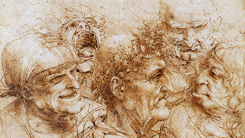 Grotesque heads by Leonardo da Vinci